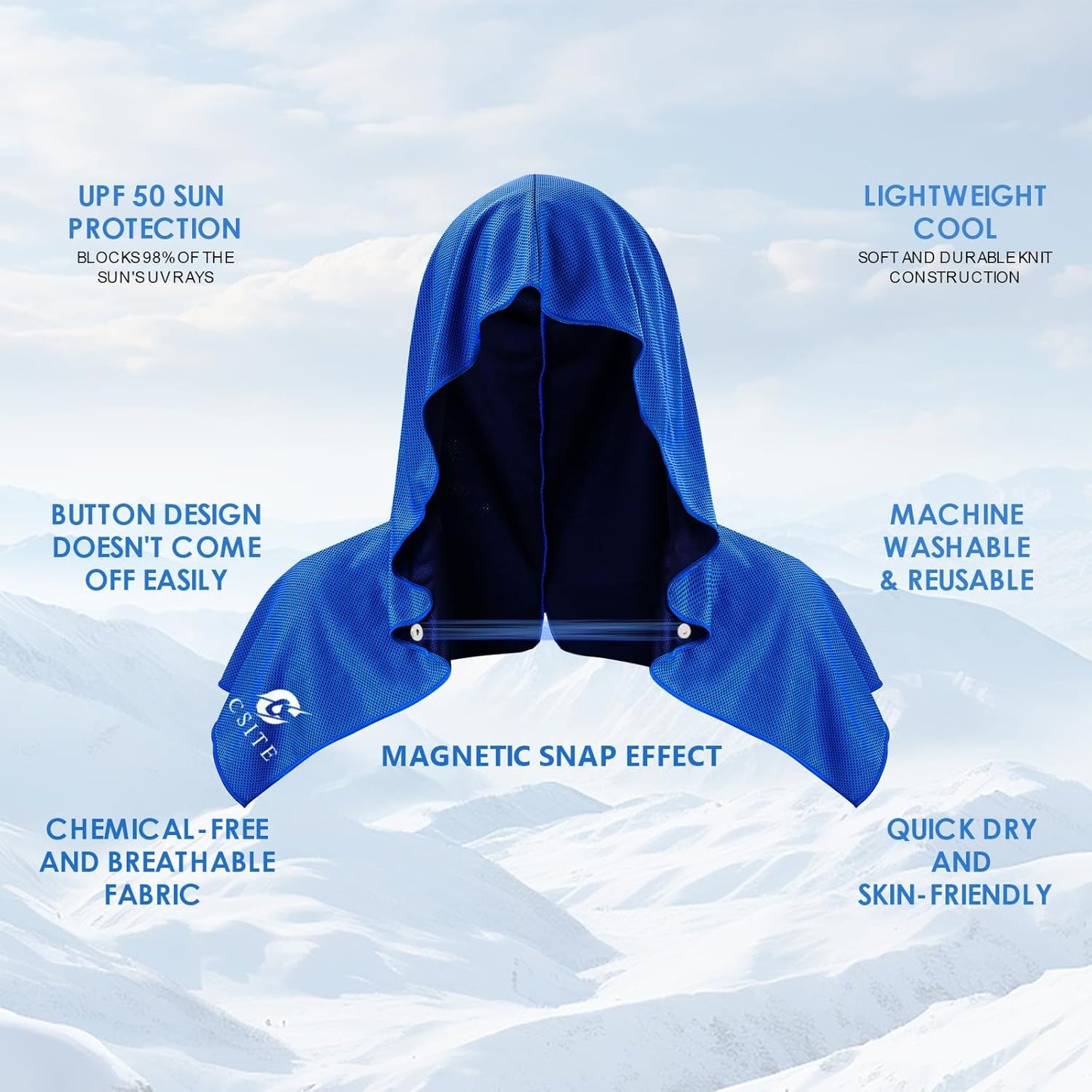 2 Pack Cooling Hoodie Towels, Instant Cooling Towels for Neck and Face, UPF 50 Sun Protection, Ice Towel for Hot Weather, Head Towel for Sports, Camping, Cycling & More Activities