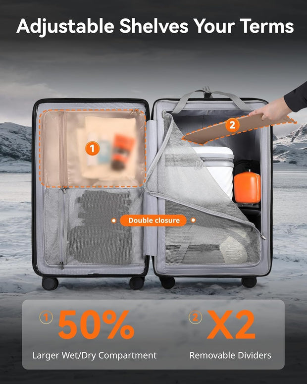 LUGGEX Trunk Luggage, Large Suitcases with Shock-Absorbing Spinner Wheels, Deep Capacity Expandable Hard Shell Suitcase 28 Inch, Charcoal Metallic, 92.2L