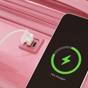 Merax Luggage Sets 3 Pcs, ABS Hardside Suit case with Spinner Wheels Lightweight TSA Lock, Gradient Pink, 20/24/28 Inch