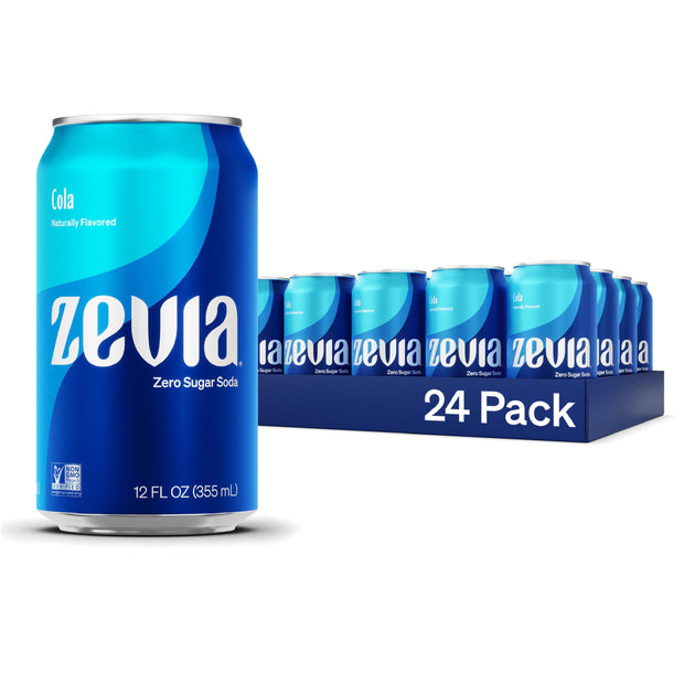 Zevia Zero Sugar Soda, Cream Soda, 12 oz Cans (24-Pack) – Naturally Sweetened, Non-GMO Project Verified, Gluten-Free, Vegan