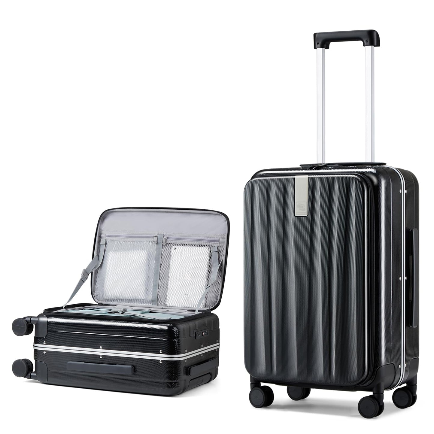 Hanke 20 Inch Carry On Luggage with Wheels PC Hard Shell Suitcase Top Opening Aluminum Frame Travel Luggage Suitcases for Woman Men Gifts.(Ivory White)