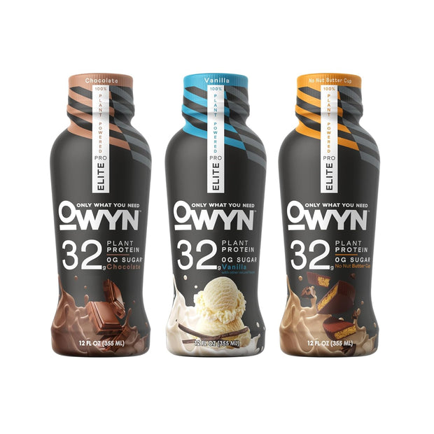 OWYN Only What You Need Pro Elite Vegan High Protein Keto Shake, 32g Protein, 9 Amino Acids, Omega-3, Prebiotics, Workout and Recovery, 0g Net Carbs, Zero Sugar (Variety, 12 Fl Oz (Pack of 12))