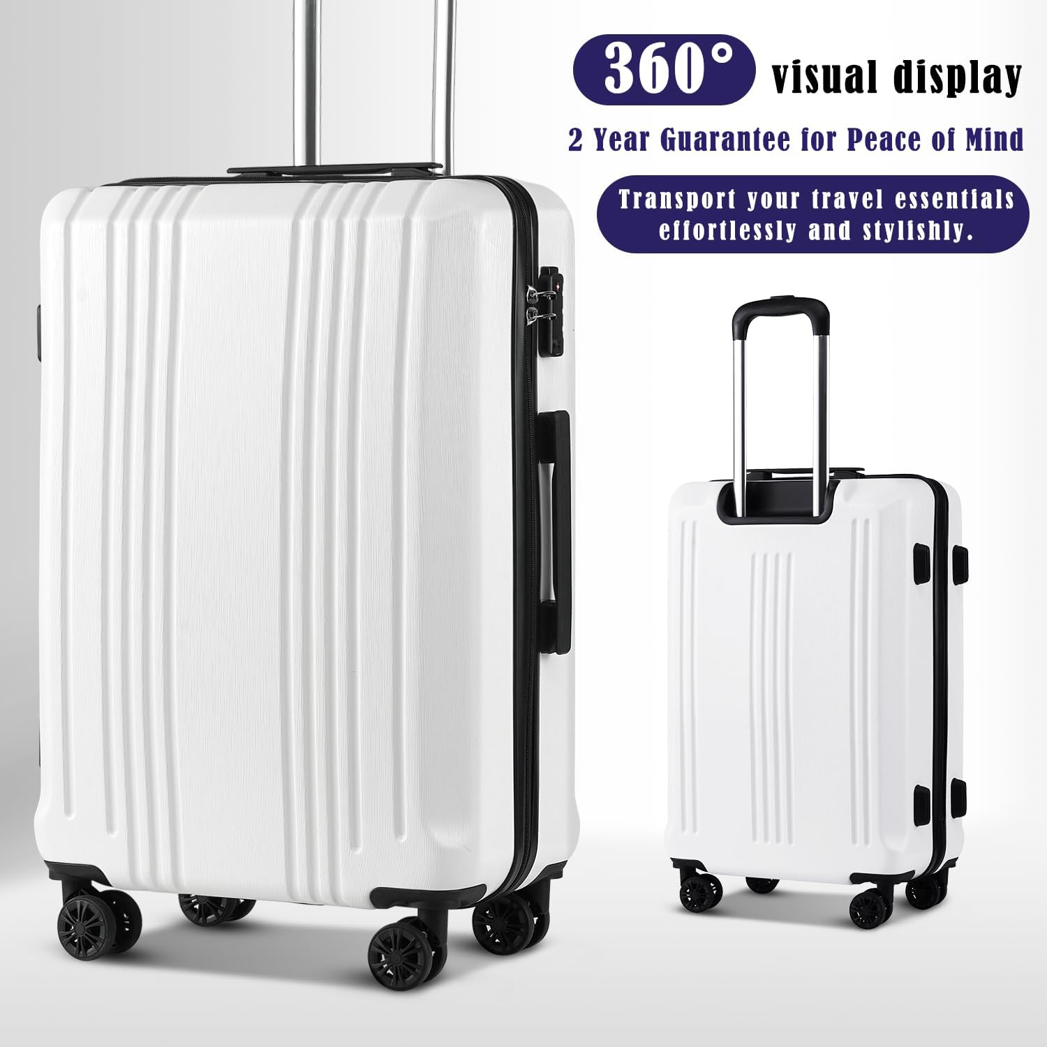 Coolife Luggage Expandable Suitcase PC+ABS 3 Piece Set with TSA Lock Spinner 20in24in28in