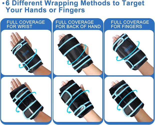 REVIX Wrist Ice Pack Wrap for Carpal Tunnel, Reusable Gel Ice Pack for Hand Relaxation, Cold Compress, Enhancing Comfort and Soothing Fatigue, 1Pack