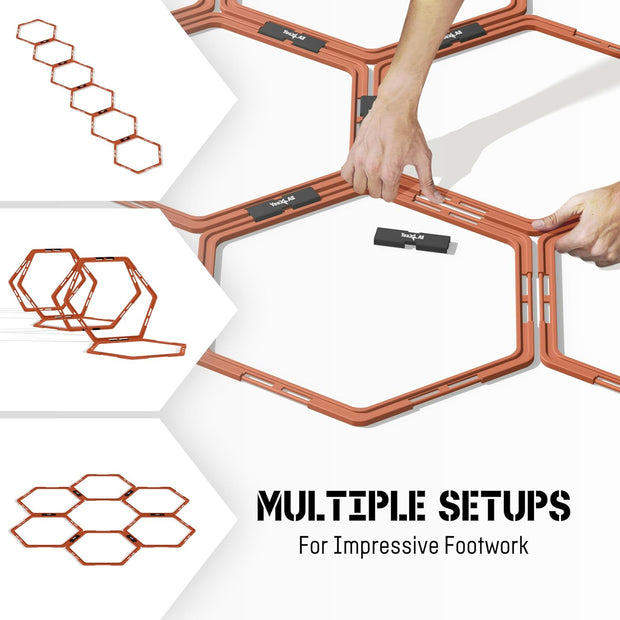 Yes4All Hex Agility Rings/Speed Rings with Carrying Bag – Hexagon Rings, Agility Hurdles for Agility Footwork Training