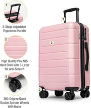 KYME Pink Luggage Sets 3 Piece (22in/26in/30in) Hard Shell Suitcases with Wheels Hardside Suitcase Set with TSA Lock Travel Rolling Luggage Set for Women Men