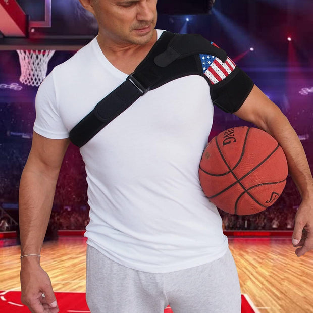 Shoulder Brace - Support & Injury Prevention Brace- Joint Pain Releaser- Shoulder Compression Wrap Strap - Adjustable Injury Accessories for Shoulders - Premium Quality Strap by FIGHTECH (Pink, L-XL)