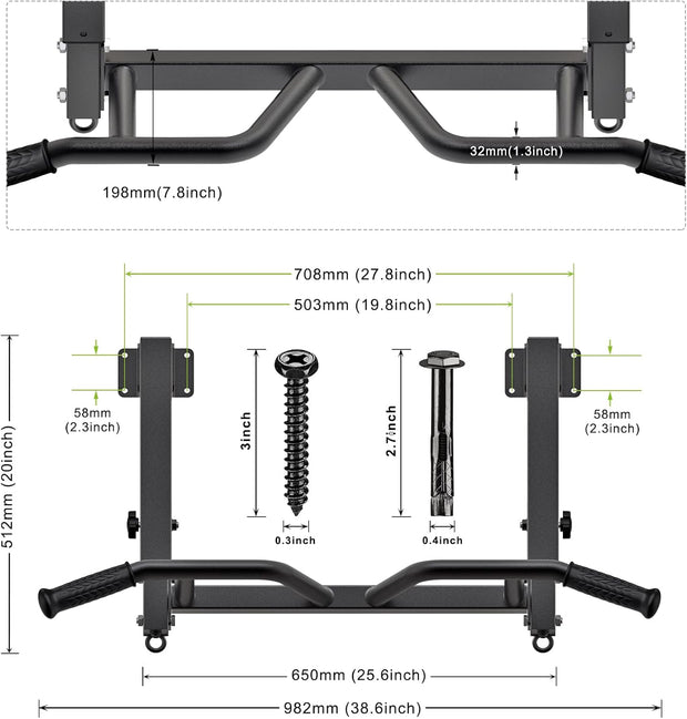 SELEWARE Heavy Duty Welded Pull Up Bar, Versatile Doorway Wall Mount, Joist Mounted, and Ceiling Mounted Chin Up Bars, Thick Metal Sturdy Construction for Full Body Workouts Support 500 lbs