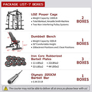 Power Cage Multi-Function Power Rack with Cable Crossover System,1800 LBS Capacity Squat Rack with Weight Bench,for Home Gym