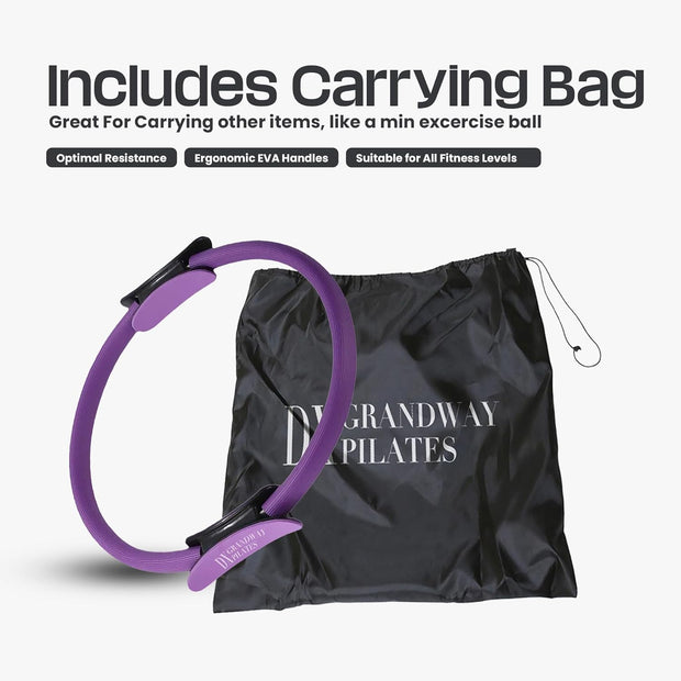 Premium Pilates Ring Fitness Circle - Lightweight Durable Foam Padded Handles, Flexible Resistance Exercise Equipment for Toning Arms, Thighs, Legs & Core