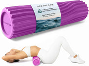 Oceanfoam Tidal Roller - Natural - Muscle Massage Foam Roller for Back Pain & Stretching - Firm and Ergonomic Wide Wave Textured - Yoga, Athletics, & Wellness - Full Size, 20" x 5"
