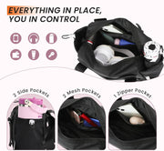 SKYSPER Small Gym Bag for Women - Mini Duffle Bag with Wet Compartment, Lightweight Waterproof Gym Tote Bag for Dance, Travel, Cute & Compact Workout Bag for Girl (Black)