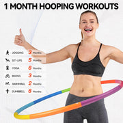 Weighted Exercise Hoop for Adults, 2.2lb&2.8lb Adjustable Fitness Hoop, 8 Detachable Hoop Sections with Jump Rope & Storage Bag, Home Gym Workout