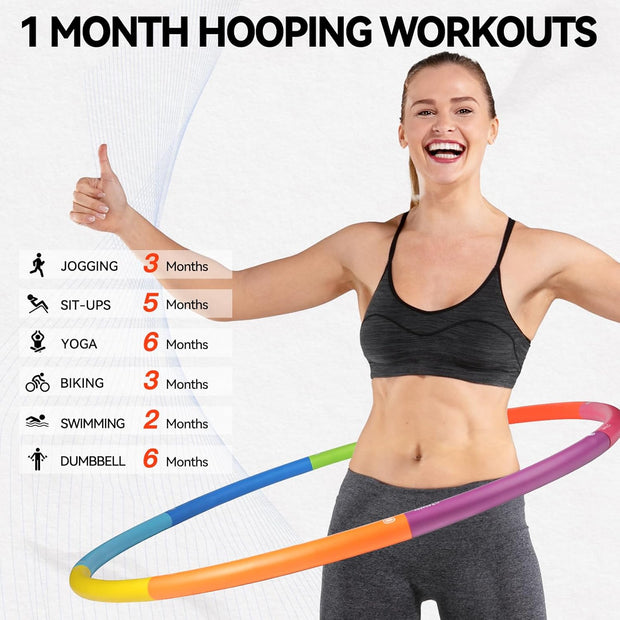 Weighted Exercise Hoop for Adults, 2.2lb&2.8lb Adjustable Fitness Hoop, 8 Detachable Hoop Sections with Jump Rope & Storage Bag, Home Gym Workout