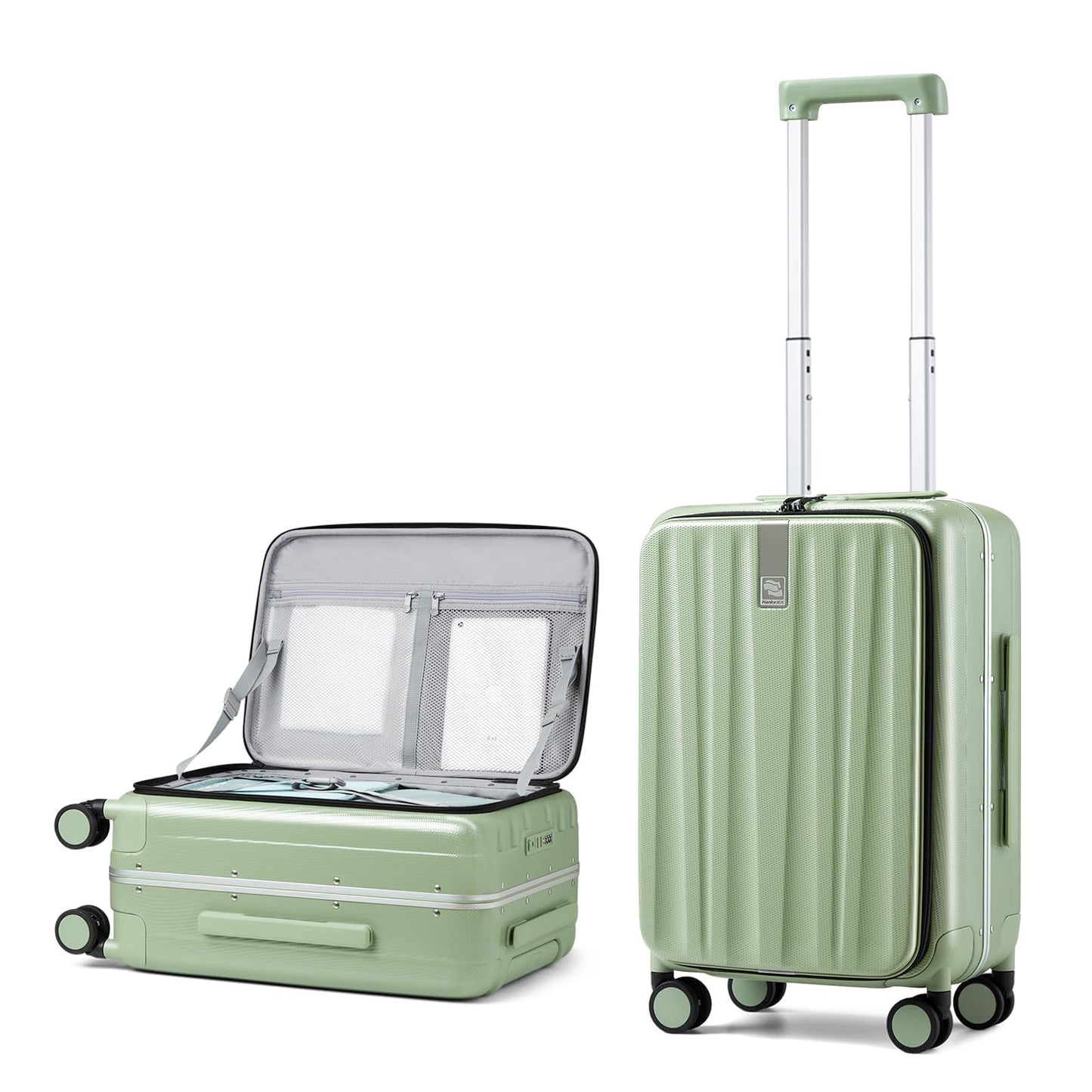 Hanke 20 Inch Carry On Luggage with Wheels PC Hard Shell Suitcase Top Opening Aluminum Frame Travel Luggage Suitcases for Woman Men Gifts.(Ivory White)