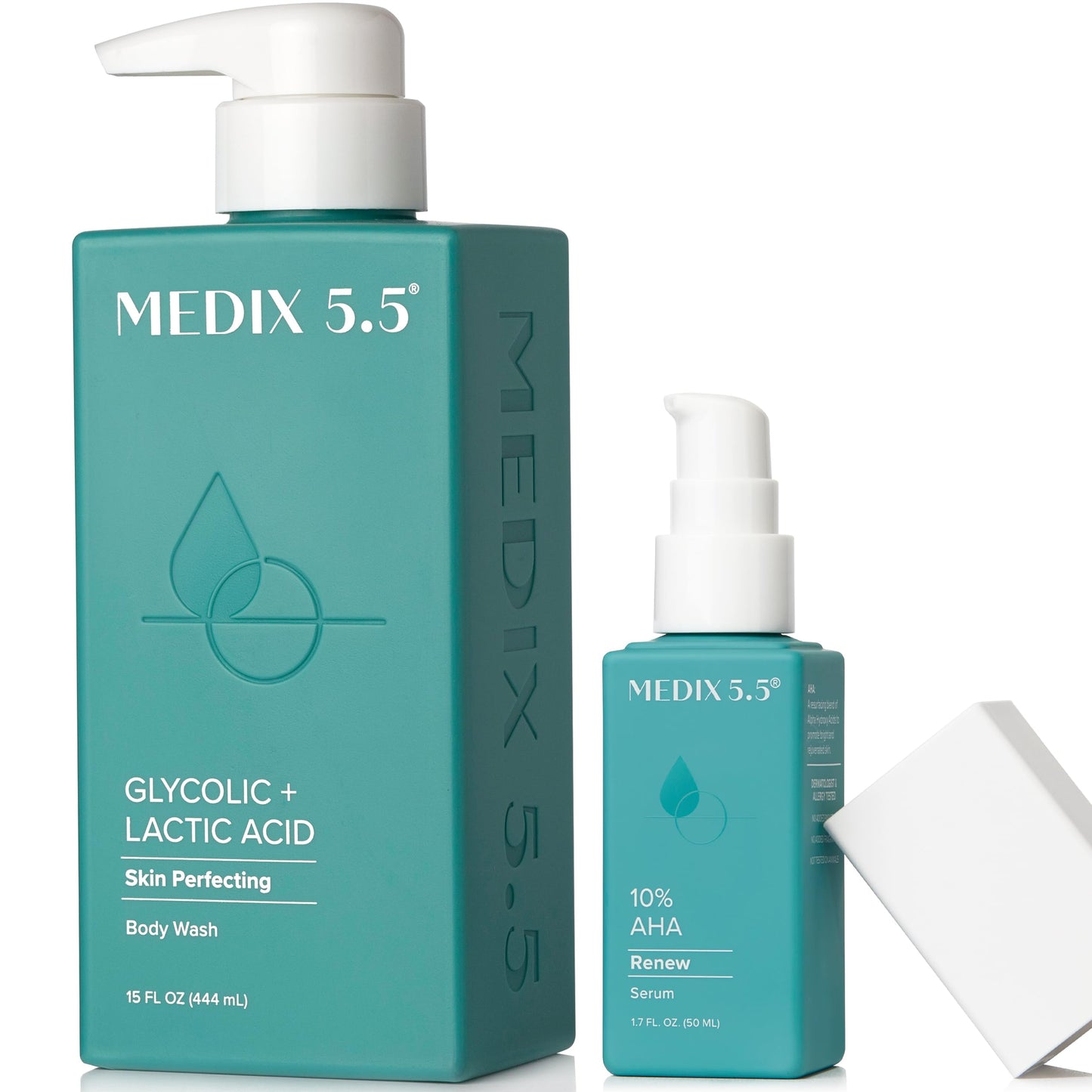 Medix 5.5 Glycolic Acid + Lactic Acid Exfoliating Body Wash Gel | KP Bump Eraser | AHA Exfoliant Skin Care Body Cleanser | Keratosis Pilaris & Acne | Anti Aging AHA Foaming Body & Face Wash, 15 Fl Oz