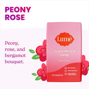 Lume Whole Body Deodorant And Soap - 2.6 Ounce Smooth Solid Stick With 72 Hour Odor Control and 5 Ounce Triple Milled Soap - Aluminum Free, Baking Soda Free and Skin Loving (Peony Rose)