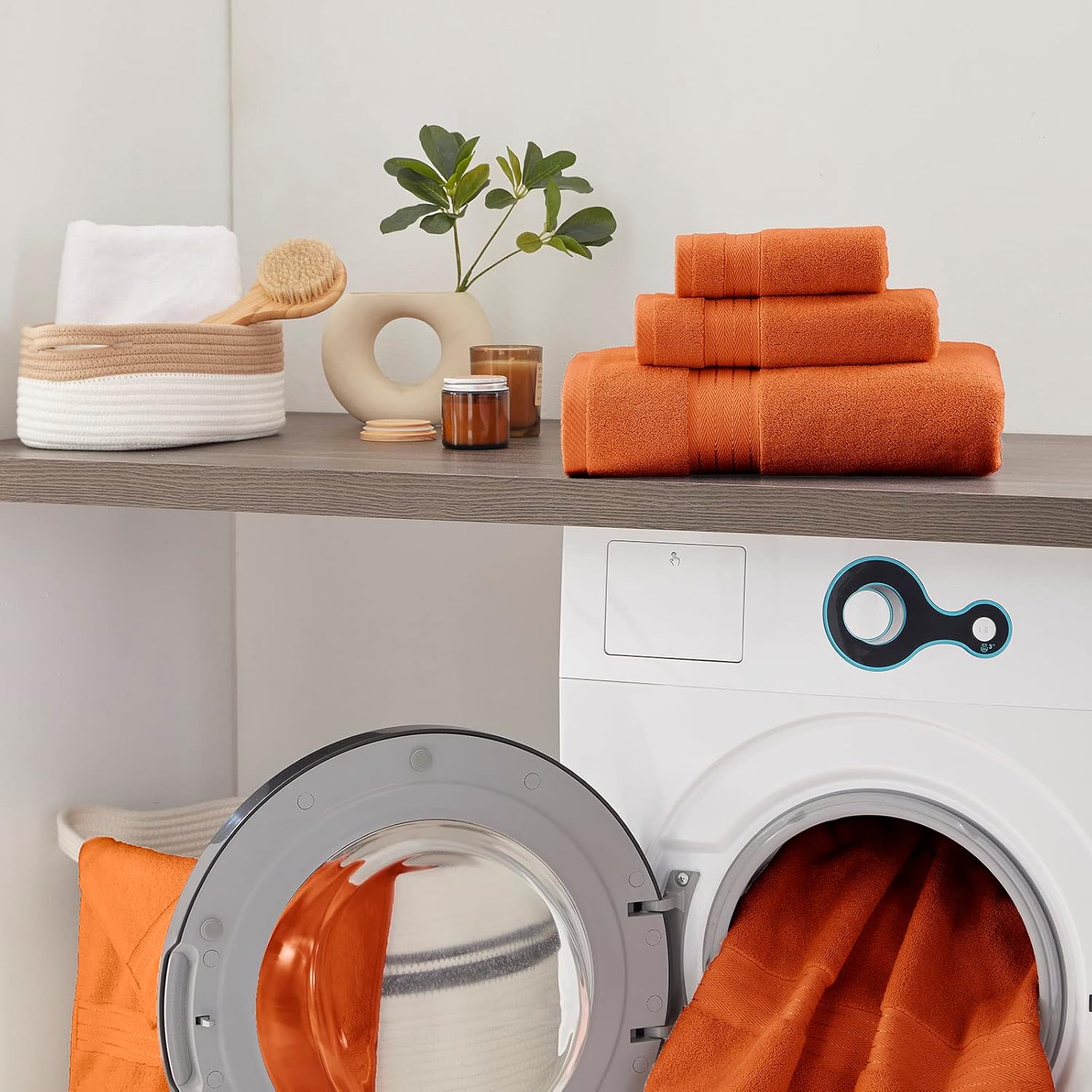 COZYART Burnt Orange Bath Towel Set for Bathroom Turkish Cotton Thick Soft Absorbent Durable 650 GSM Towel Sets of 6, 2 Large Bath Towels, 2 Hand Towels, 2 Washclothes