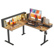 Agilestic L Shaped Standing Desk 63 x 55 inch Adjustable Height, Electric Corner Standing Desk, Sit Stand Computer Table with Splice Board, Rustic Brown