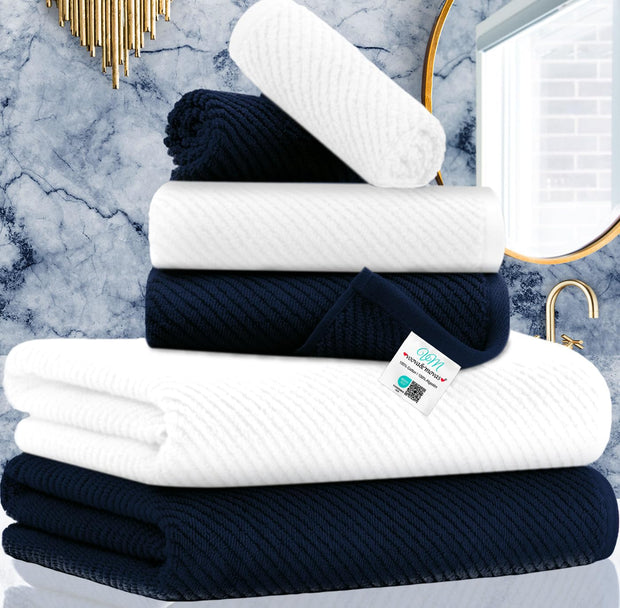 Towels for Bathroom - 100% Cotton | Lightweight | Thick | Soft, Quick Dry Towels, Bath Towel Set of 6 Large, 2 Bath 30"x56", 2 Hand 18"x28", 2 Washcloths 13"x13", Luxury Shower Towel Set, Aqua Teal