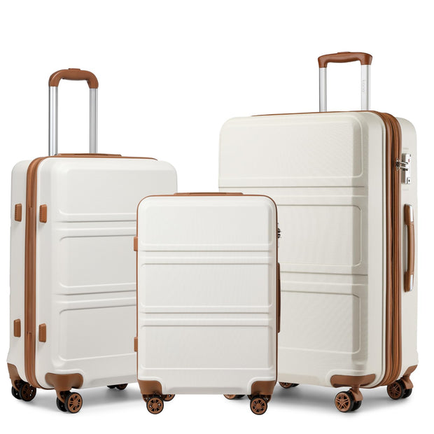 Kono 3 Piece Luggage Sets Expandable(only 28") Lightweight with Spinner Wheels TSA Lock Hardside Travel Rolling Suitcases 20in 24in 28in Carry on Pink