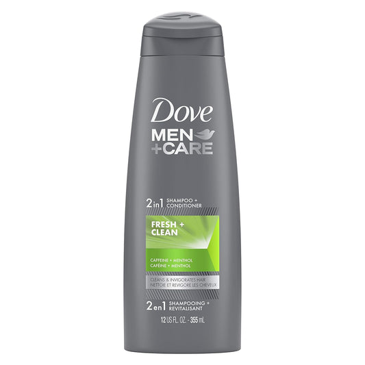 Dove Men+Care Fortifying 2 in 1 Shampoo and Conditioner for Normal to Oily Hair Fresh and Clean with Caffeine Helps Strengthen and Nourish Hair 12 oz