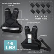 JoyPlus Adjustable Weight Vest,Strength Training Running Vest, Workout Equipment, Sport Exercise, Fitness, Weight Loss for Men 12LB, Women 8LB, Velcro or Buckle