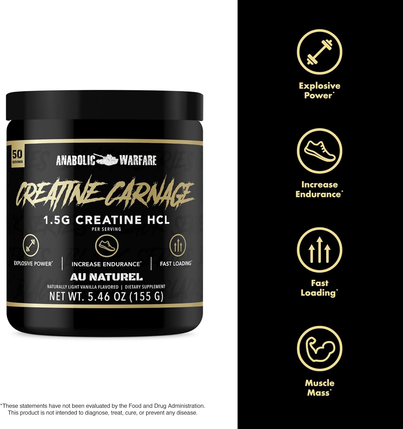Creatine Carnage, Creatine HCL, Supports Optimal Strength, Endurance, Muscle Mass, and Fast Loading*