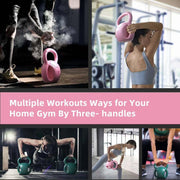 RUNWE 3 Handle Kettlebells Weight - Weight for Women Options 5, 10, 15 and 20 LB for Russian Twists AB Exercise, Weightlifting and Core Fitness Exercise Home Gym [Single in Sold]