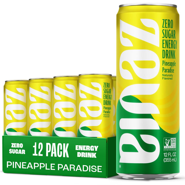 Zevia Zero Sugar Energy Drink, Peach Passionfruit, 12 oz Cans (12-Pack) – Naturally Sweetened, Non-GMO Project Verified, Gluten-Free, Vegan