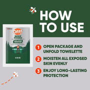 OFF! Deep Woods Mosquito and Insect Repellent Wipes, Long lasting, 12 Individually Wrapped Wipes