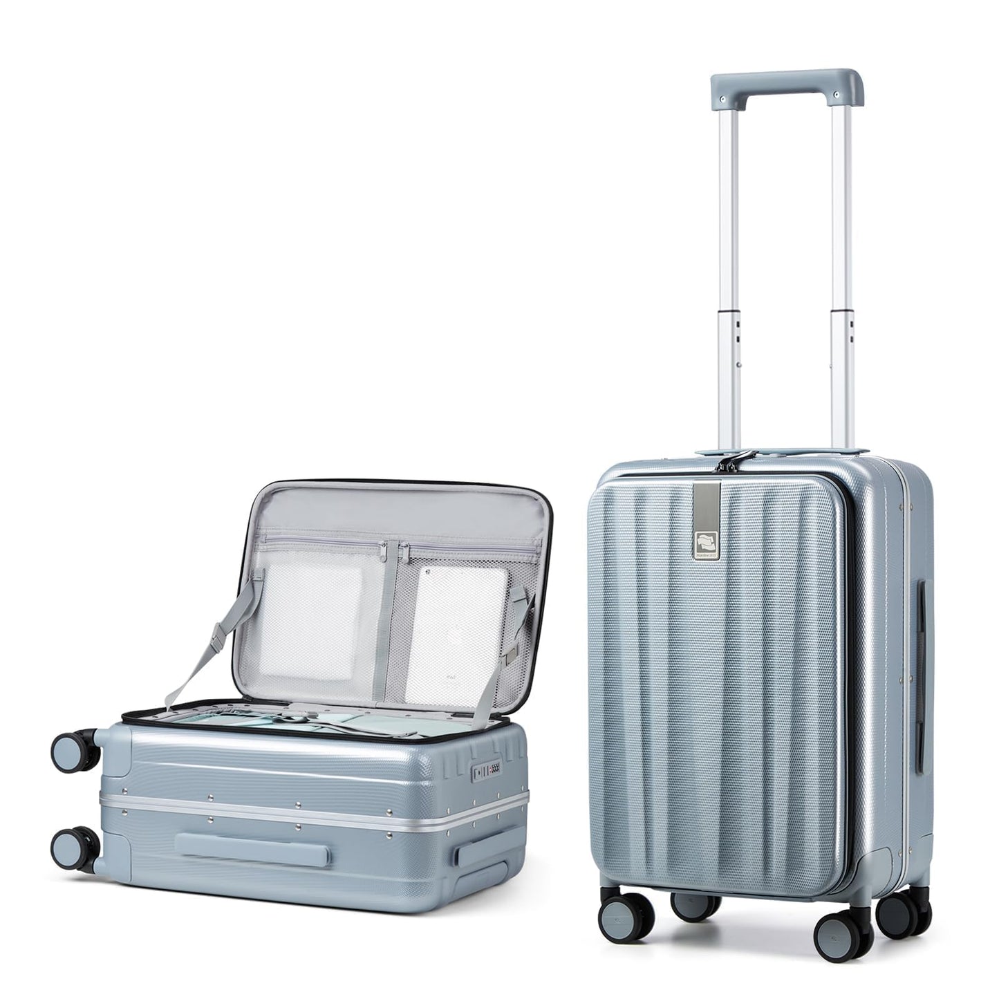 Hanke 20 Inch Carry On Luggage with Wheels PC Hard Shell Suitcase Top Opening Aluminum Frame Travel Luggage Suitcases for Woman Men Gifts.(Ivory White)