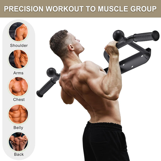 Pull Up Bar Wall Mount 440 LBS Capacity Doorway Chin Up Bar Multifunctional Steel Chinup Bar with with Resistance Band Hooks for Indoor Home Gym Garage