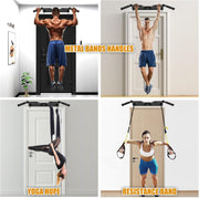 Kipika Pull Up Bar for Doorway Wall Mounted Multi-Grip Strength Bar with Resistance Band Hooks | Heavy-Duty Multifunctional Chin Up Bar for Home Gym Workout | 39-Inch Wide 600 Lbs Capacity