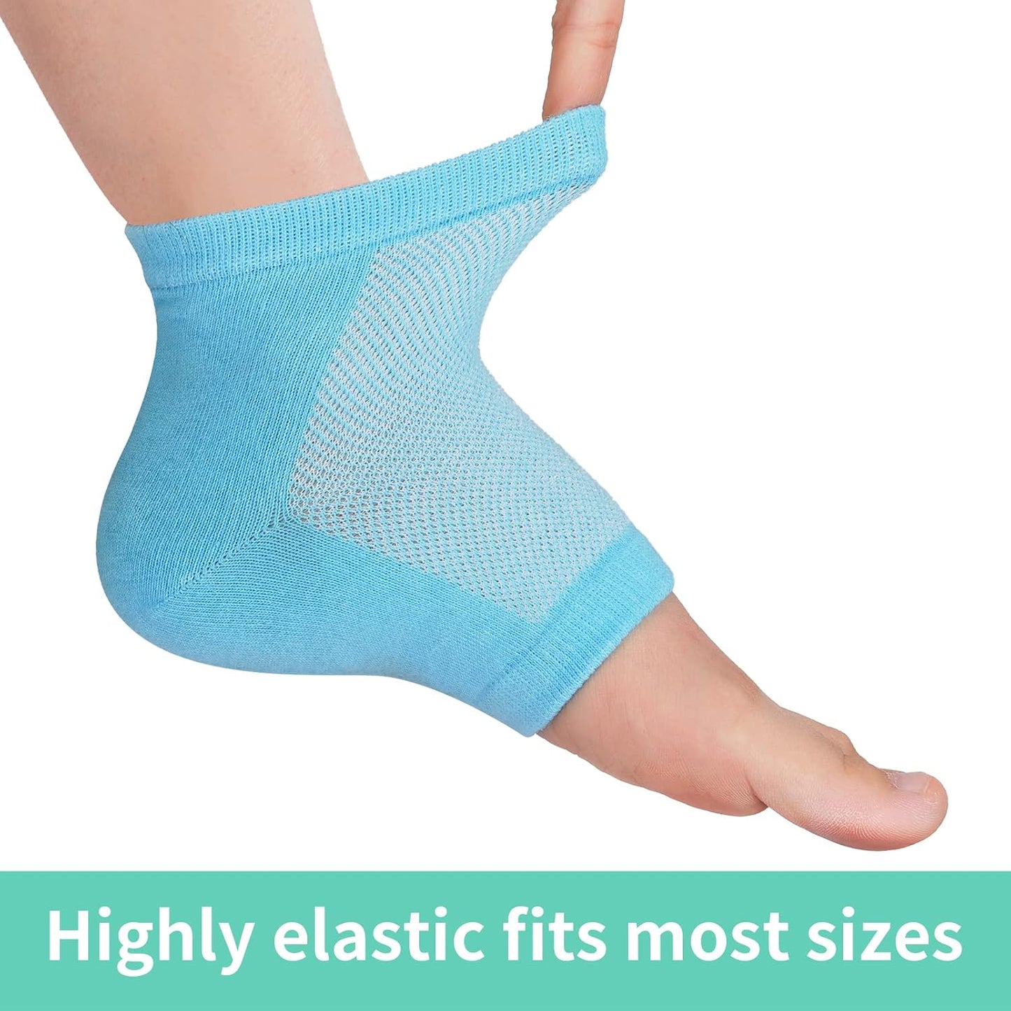 Vaincre Gel Moisturizing Heel Socks for Dry Cracked Feet Women, 4 Pairs Foot Care Spa Moisture Toeless Socks for Cracked Heel Repair Treatment Overnight (Regular)