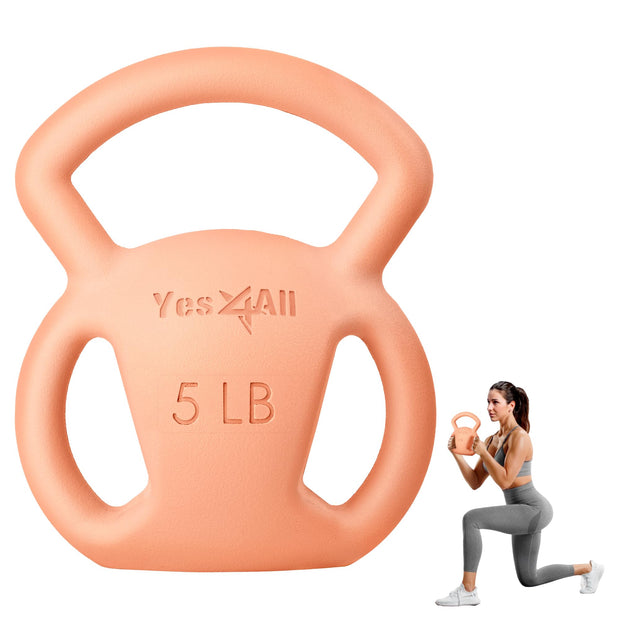 Yes4All Kettlebell 10&15lb Weight with Wide Multigrip Handle for Dumbbell Weights Exercises, Full Body Workout Equipment