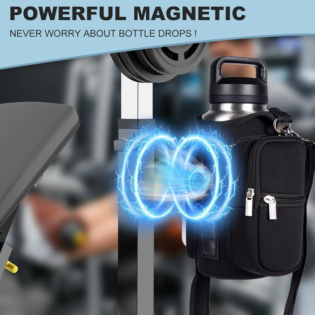 Magnetic Gym Bags for Men & Women with Adjustable Strap,Magnetic Bag Company Water Bottle Holder for Travel, Work,Sports,Water Bottle Sling Bag with Pocket