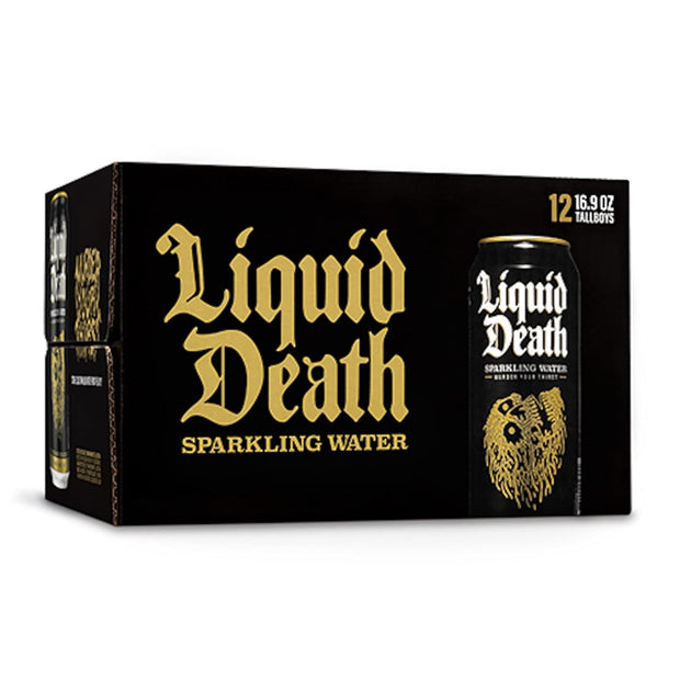 Liquid Death Sparkling Mountain Water, 16.9 oz Tallboys (12-Pack)