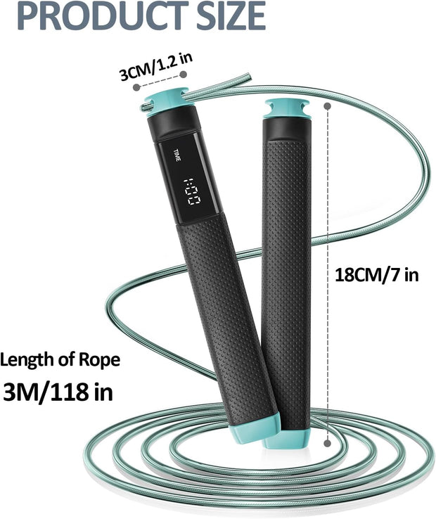 KYTO Smart Jump Rope, High Speed Jump Rope with Counter, Workout Jumping Rope with Steel Ball Bearings, Adjustable Length Speed Skipping Rope, Skipping Rope with App, Fitness Gifts for Adults, Kids
