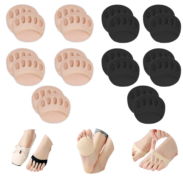 Ball of Foot Cushions (5 Pairs) - Metatarsal Pads for Women & Men, Soft Forefoot Pads for Ball of Feet, Reusable, Breathable, Prevent Pain & Discomfort