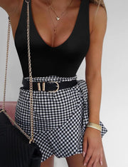 SAUNGKUAI Women’s Bodysuit Sexy Plunge Deep V Neck Backless Sleeveless Tank Thong Body Suits Outfits for Going Out