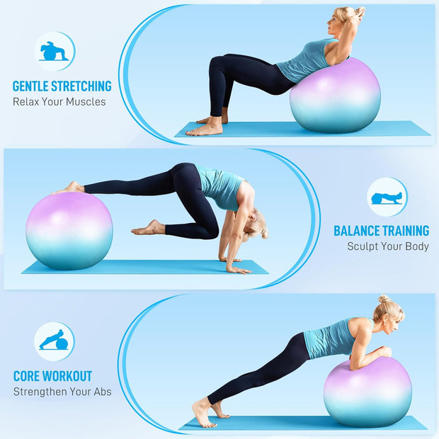 Sportneer Extra Thick Exercise Ball - 25.6''Yoga Ball with Quick Pump - Anti-Burst and Slip Resistant Fitness Ball Chair for Pregnancy and Physical Therapy