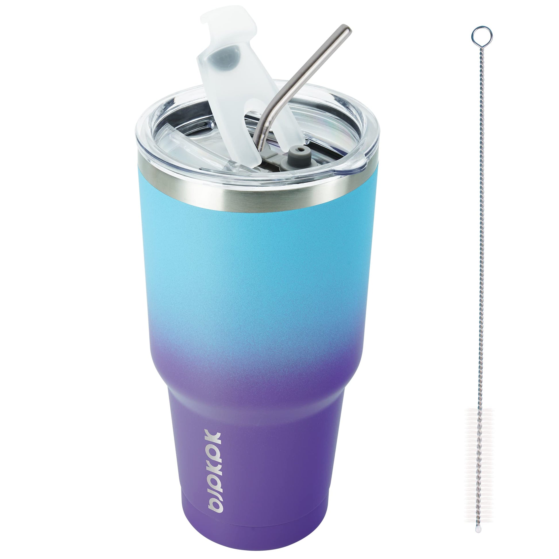 BJPKPK Insulated Stainless Steel Tumbler, Coffee Cup with Lid and Straw, Double Wall Vacuum Travel Mug, Powder Coated Leakproof Tumbler Cup,Oasis