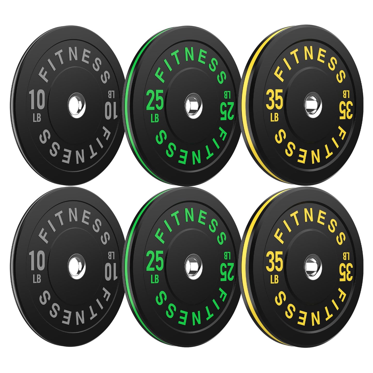 Bumper Plates 2 - Inch Olympic Weight Plate Set for Barbell, 10-55 lb Rubber Weights Sets for Home Gym, Strength Training Plate, Weight Lifting, Black