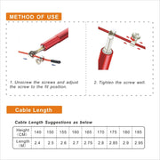 Speed Jump Rope - 360° Swivel Ball Bearing - Adjustable steel coated rope-Aluminum Anti Skipping Handle -Fitness Training Boxing Sports Exercises -Suitable for Kids and Adults