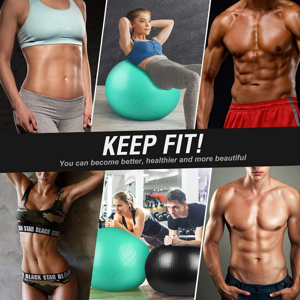 Yoga Ball, 18-30 Inch Extra Thick Exercise Ball for Workout Fitness Balance, Anti Burst Chair for Home and Office Desk, Includes Hand Pump & Workout Guide Access