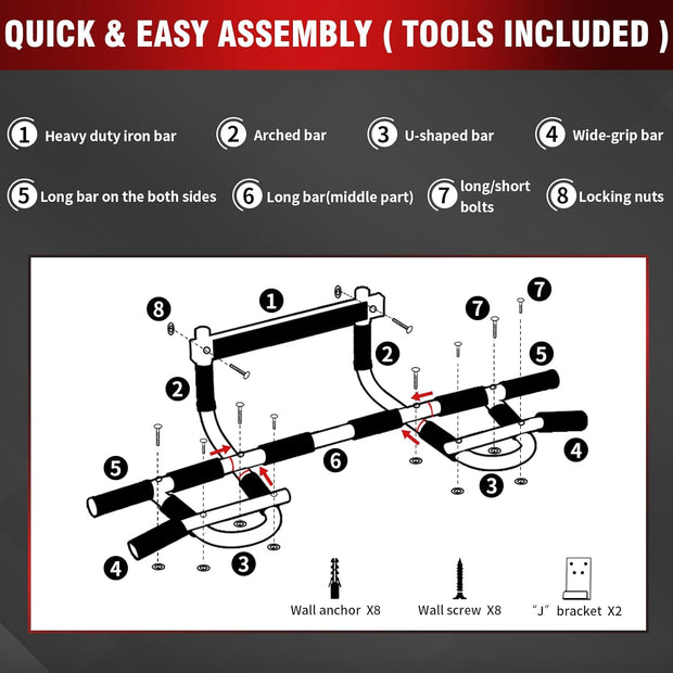 TOPOKO Upgrade Pull Up Bar for Doorway - Max Capacity 440 lbs, Portable Upper Body Workout Bar for Strength Training