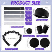 Poen 18 Pcs Pilates Ring Kit Home Pilates Ring Circle and Ball Set for Women Yoga Fitness Set with 5 Resistance Band Stretching Strap Non Slip Sock Ball Core Slider Wristband Headband Gym Bag