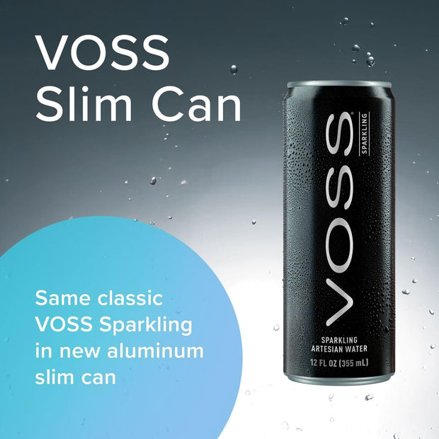 VOSS Artesian Sparkling Water Cans - 3 Pack of 8 – 24 Slim Cans - Pure Carbonated Water Refreshment - Perfect for Celebrations, Home, Office, On-the-Go Hydration