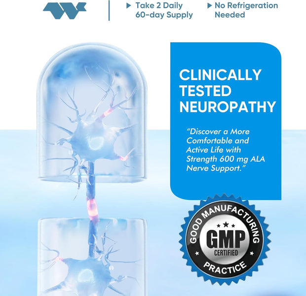 Nerve Savior for Neuropathy – 600 mg Alpha Lipoic Acid Supplement for Fingers, Hands, Toes & Feet – 120 Capsules